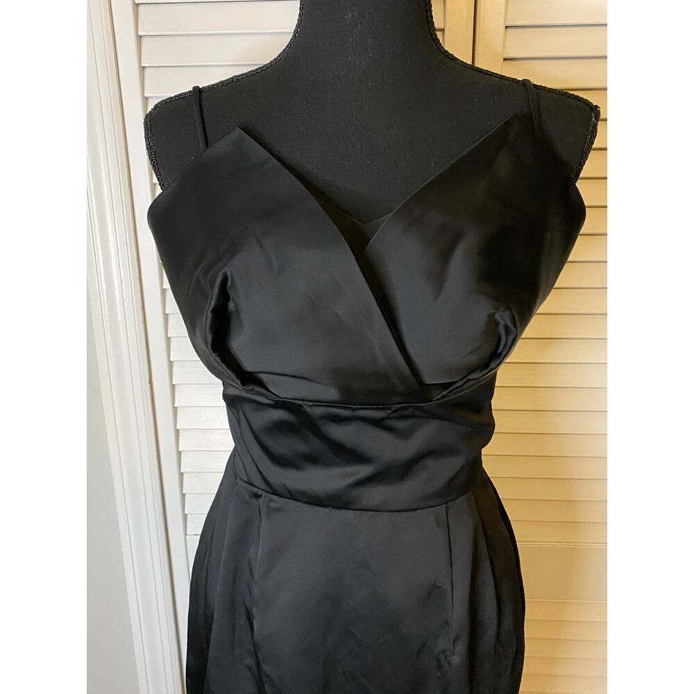 Vintage Little black Dress Tulip bodice 
Satin 1950s Hollywood glam Pin up‎ - Picture 3 of 8